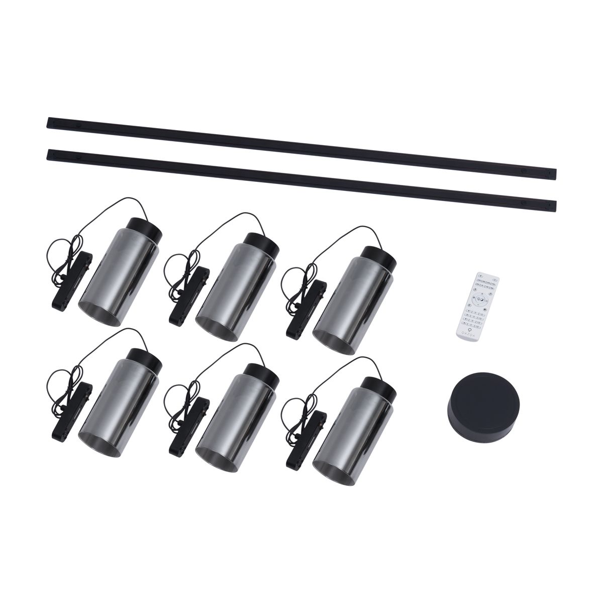 Modern railsysteem met 6 hanglampen zwart 1-fase - Magnetic Vance