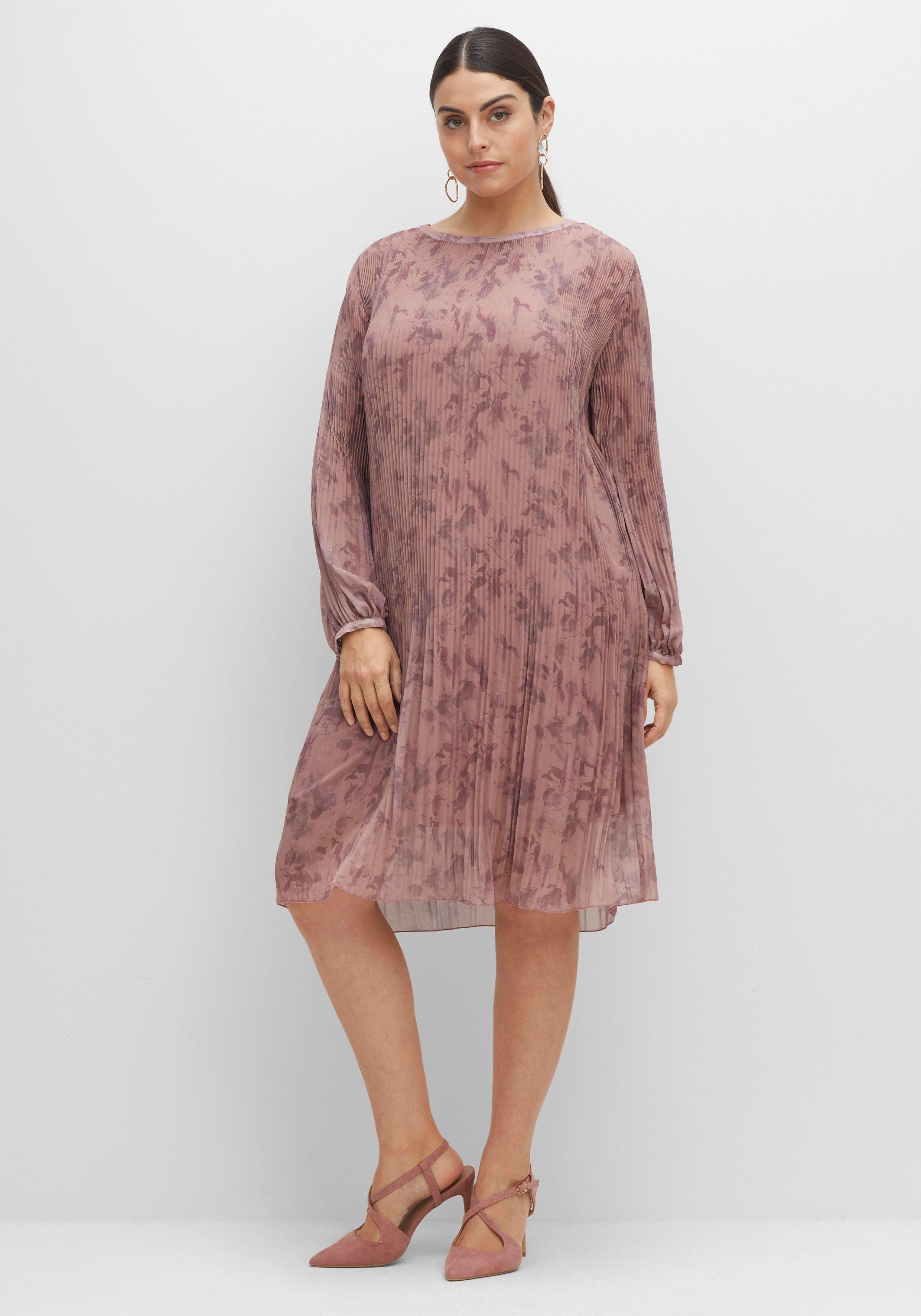 Plissiertes Chiffonkleid mit Alloverdruck