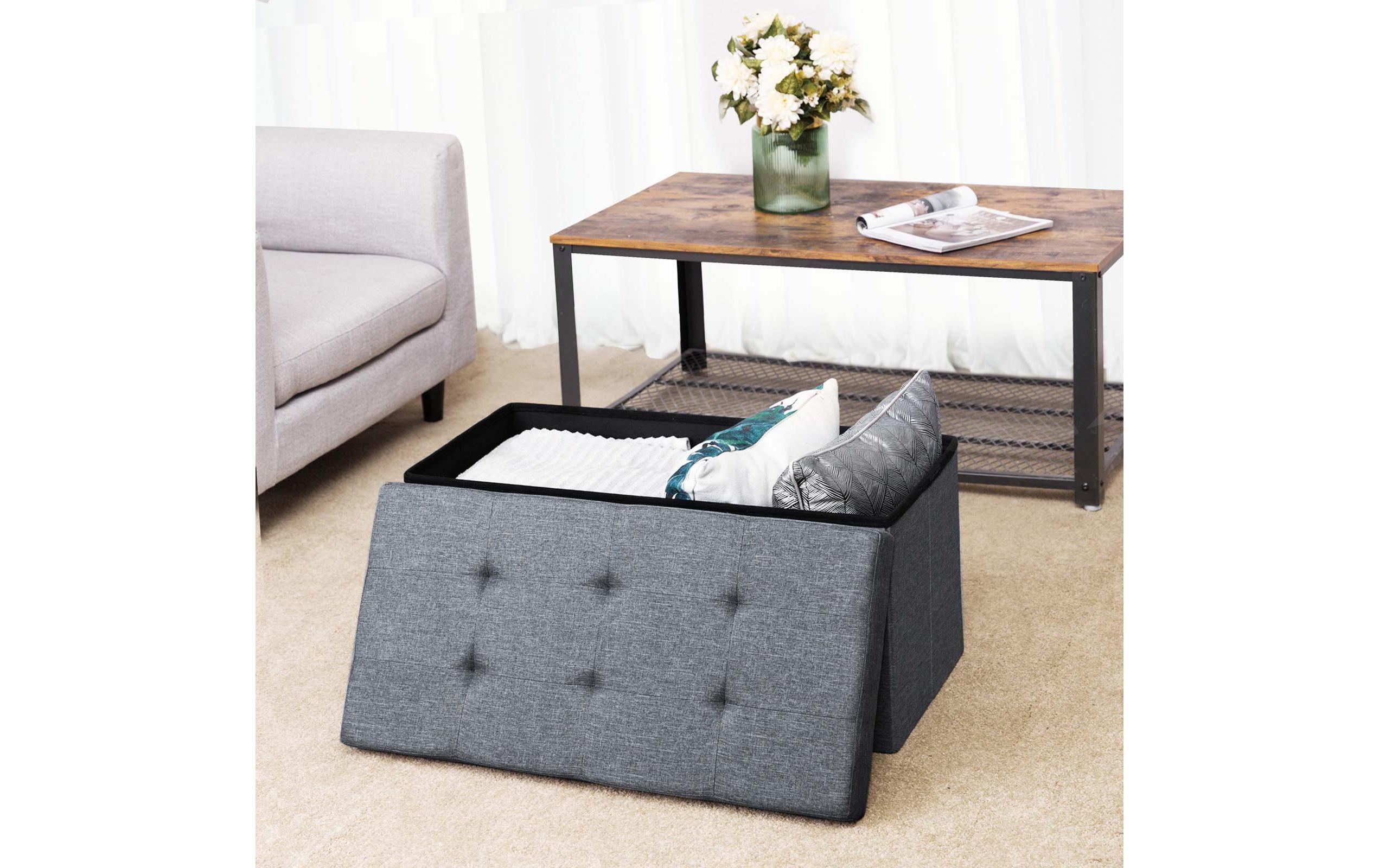 Sitztruhe Ottomane mit Stauraum 76 x 38 cm, GrauSitzbank