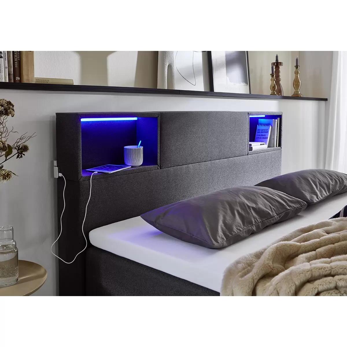 Boxspringbett Caja 180x200 Anthrazit