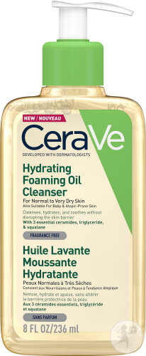 CeraVe Huile Lavante Moussante Hydratante Peaux Normales À Très Sèches Flacon Pompe 236ml