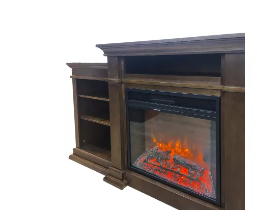 Cheminée électrique sur pied en bois de noyer L179 x P48 x H85