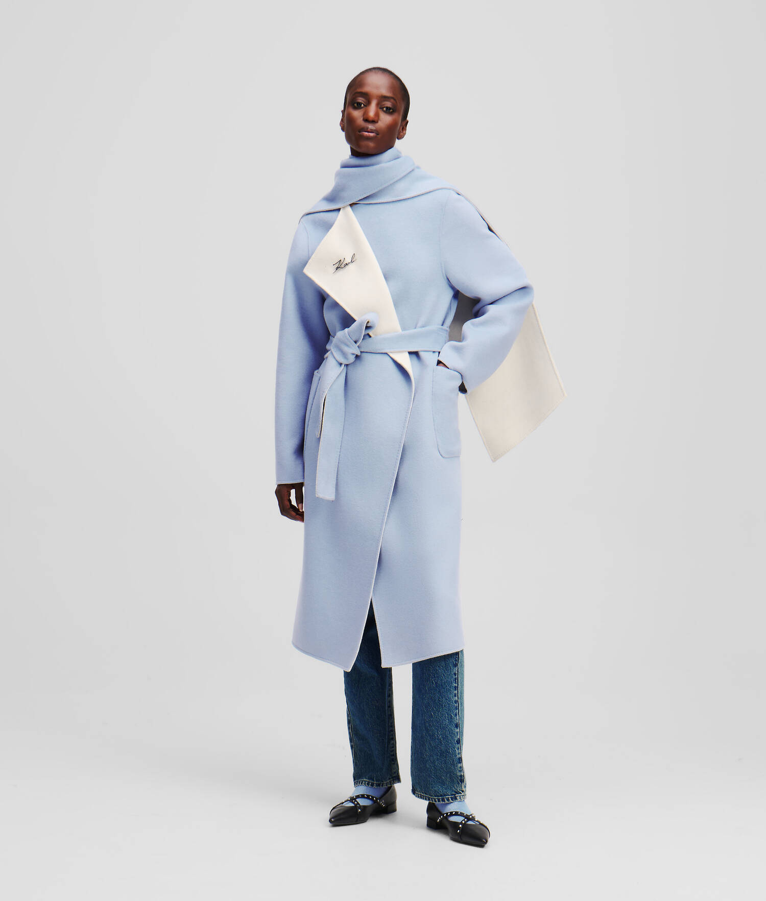 MANTEAU EN LAINE RÉVERSIBLE - Bleu Kentucky-Pristine