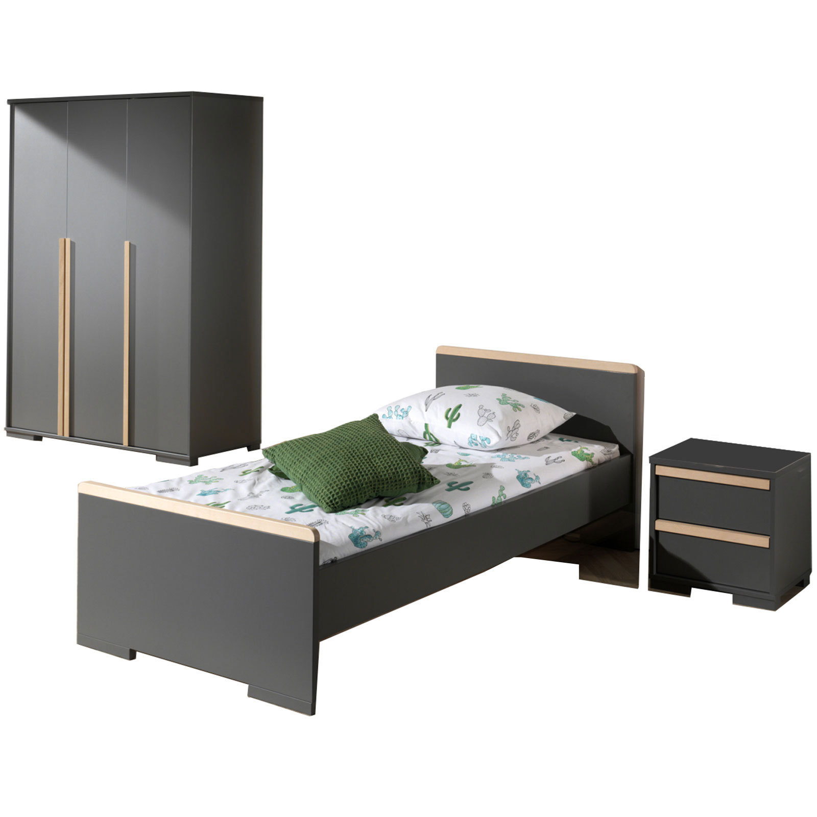 3-teiliges Jugendzimmer-Set LONDON - anthrazit