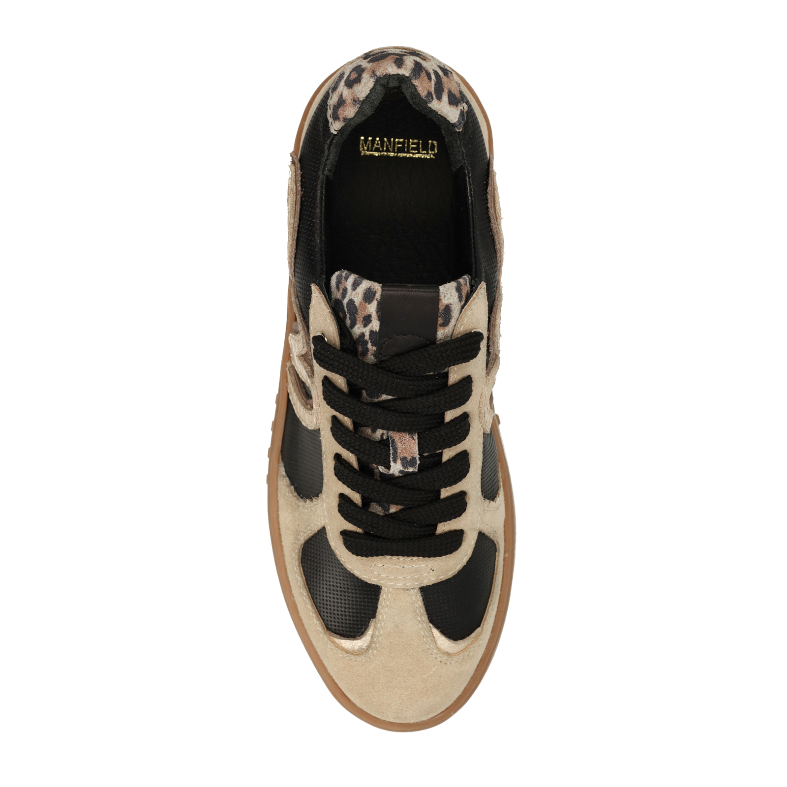 Taupe leren sneakers met details