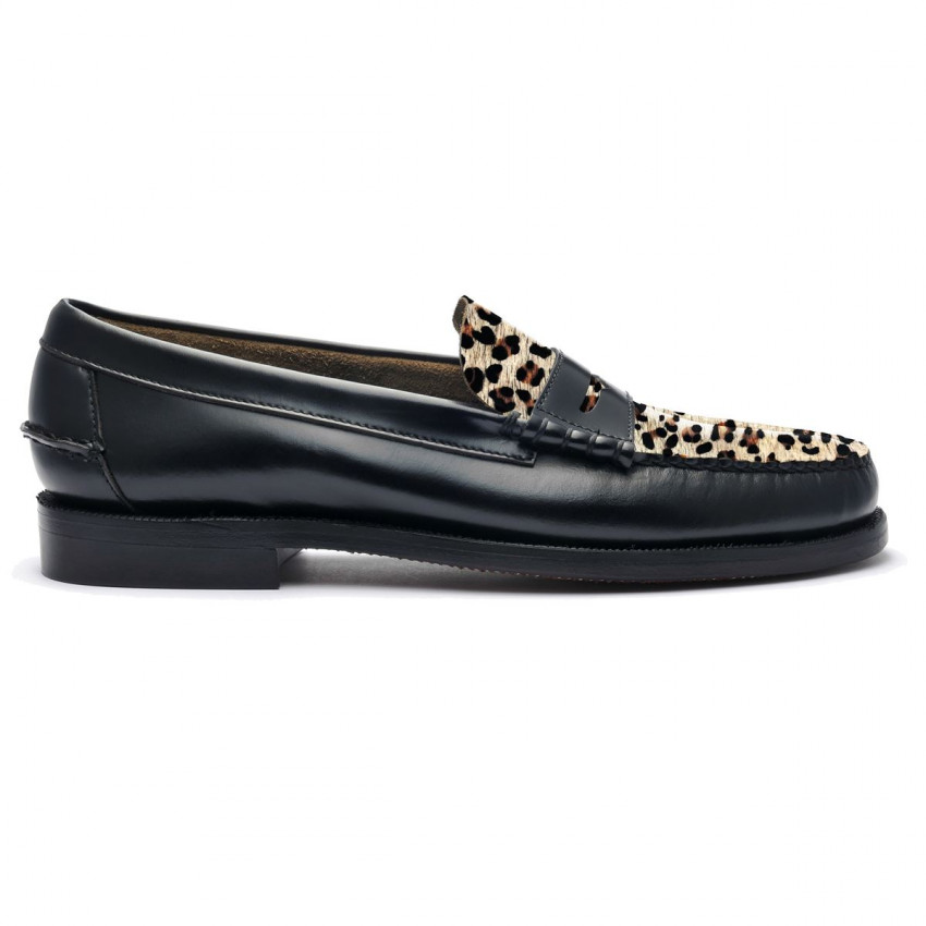 DAN VAMP WILD Leopard-Mocassin femme en cuir brossé