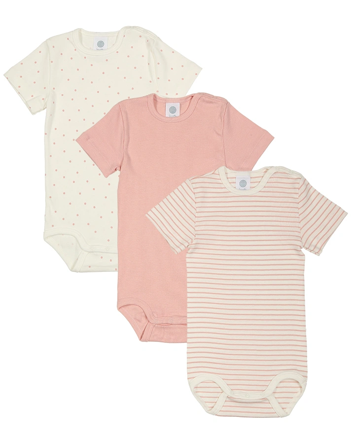 Kurzarm-Body NEW BASICS 3er-Pack in weiß/mauve