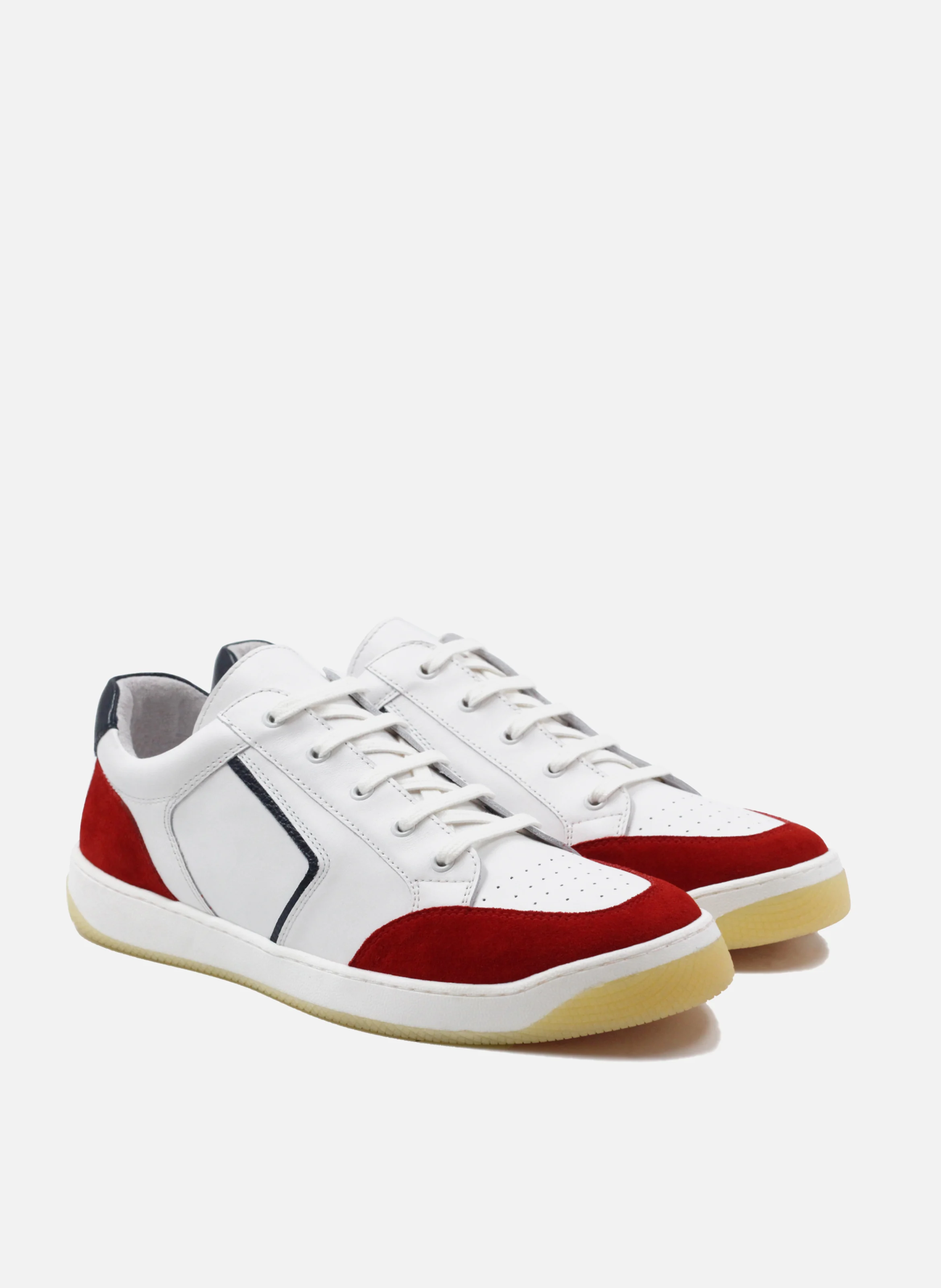 Baskets rétro homme cuir lisse | Blanc