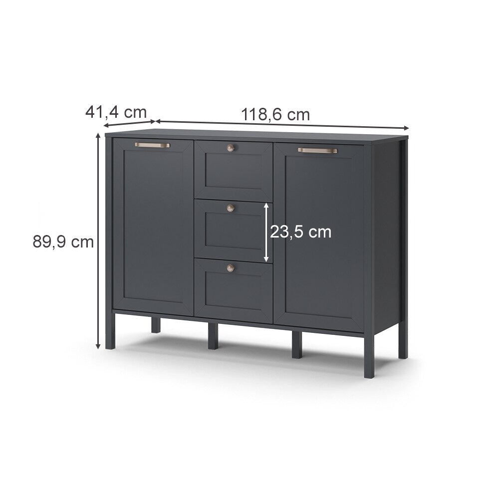 Vicco Kommode Wohnzimmerschrank Sideboard Ewan Anthrazit 120 cm Schublade Tür