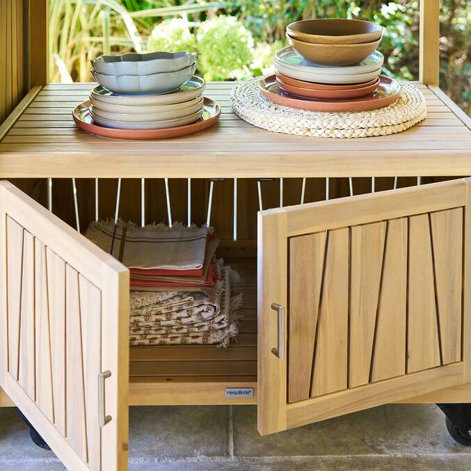 Module 2 portes à roulettes pour cuisine d'été LODGIA Beige