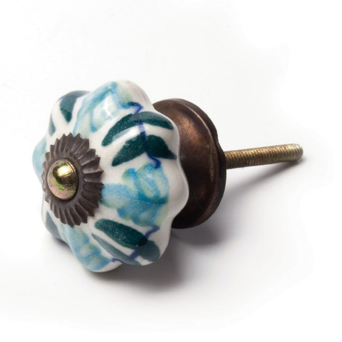 Türknauf 'Blume', türkis/grün, Ø 4,5 cm günstig bestellen