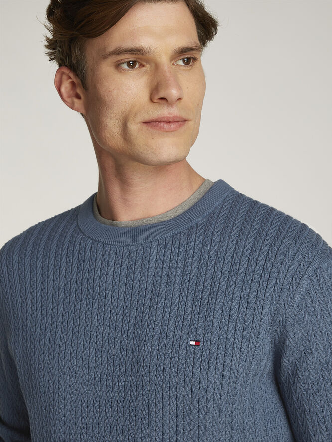 Tommy Hilfiger HERRINGBONE STRUCTURE C NK Aegean sea