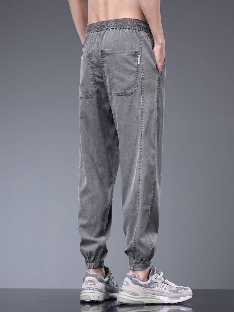 Denimic - Cropped harembroek met applicatie en middelhoge taille