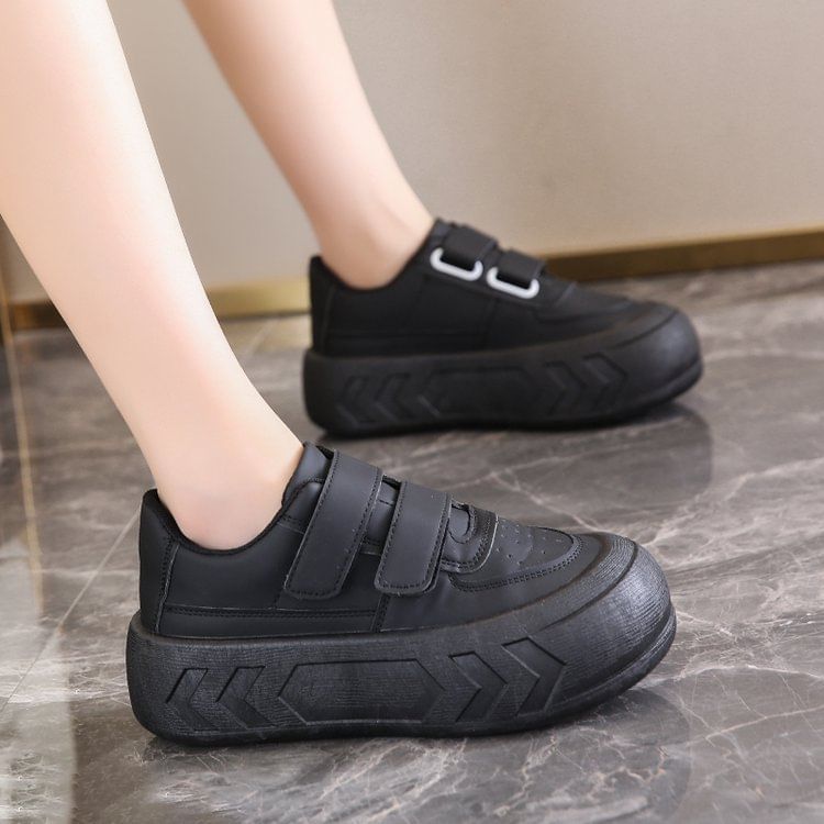 Asterisk - Platform Adhesive Strap Plain Kunstleren Sneakers