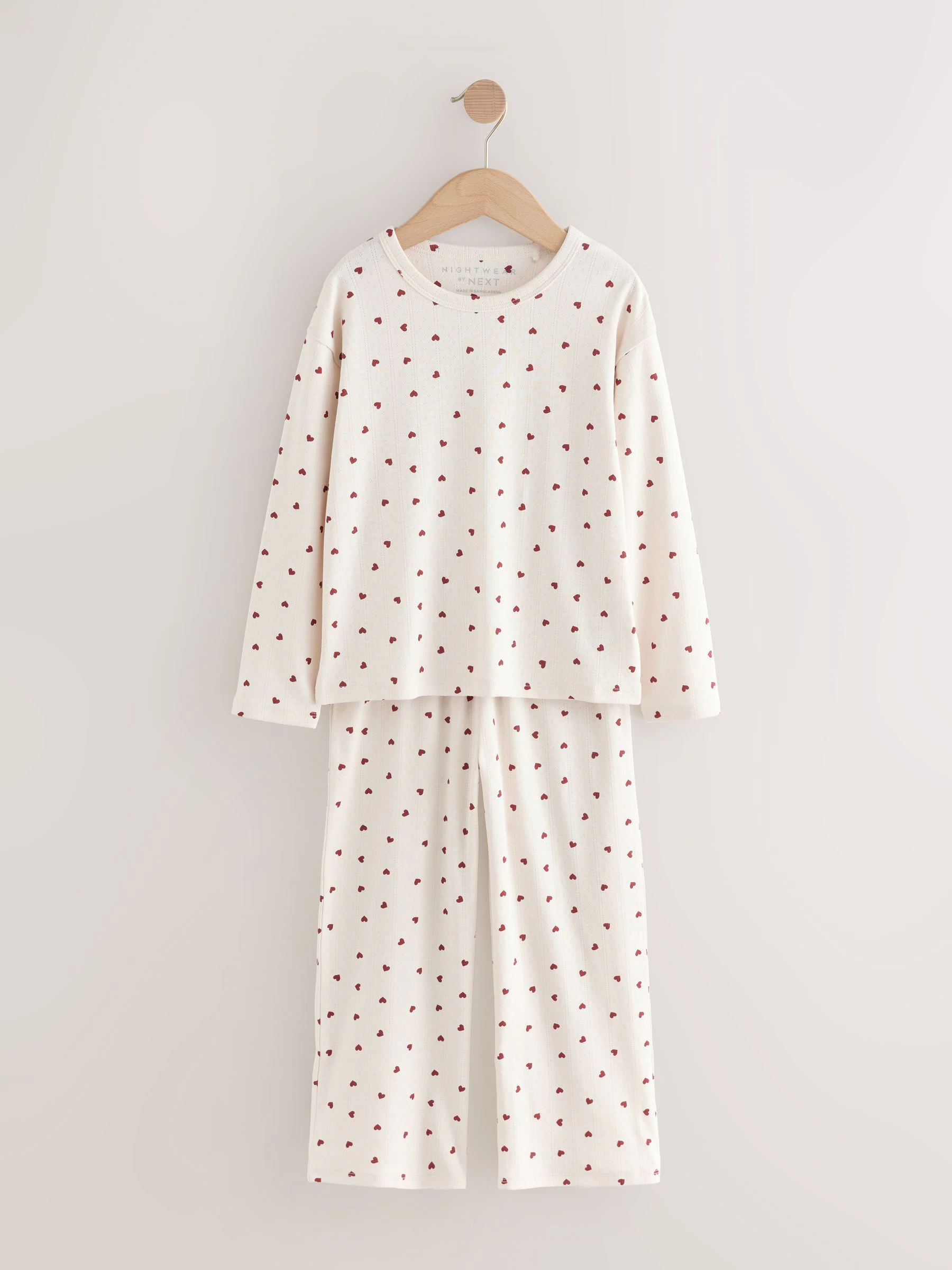 Ecru met hartenprint - Pointelle Pyjamas (2-16yrs)