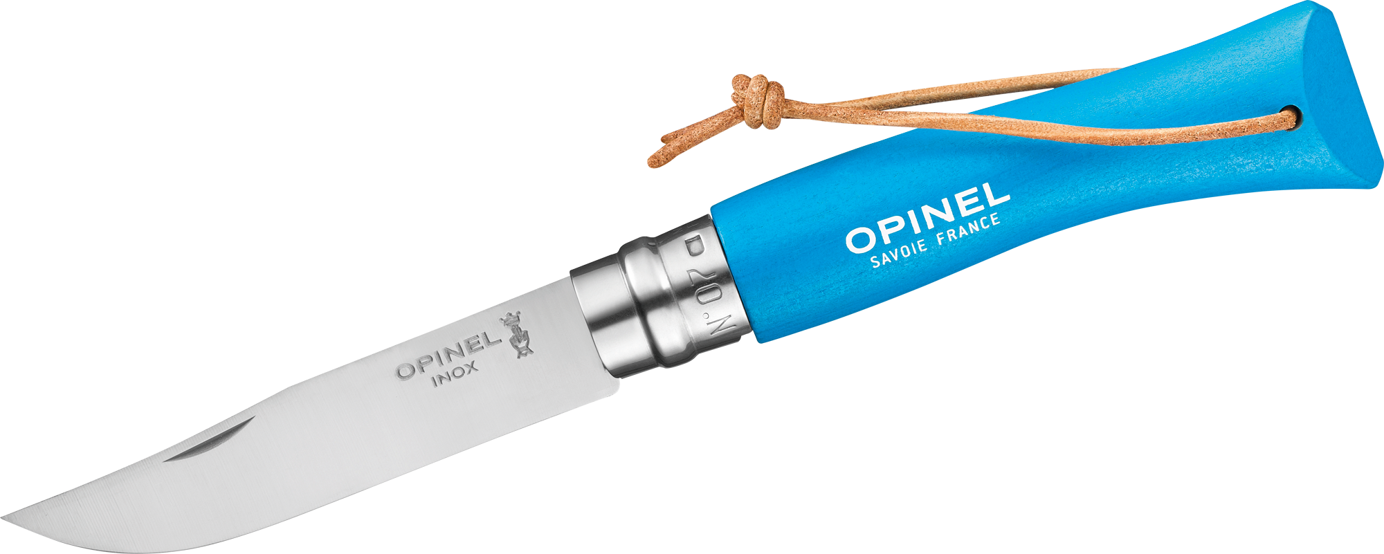 Opinel N°07 Colorama Sport Taschenmesser mit Lederkordel Klingenlänge 8 cm blau