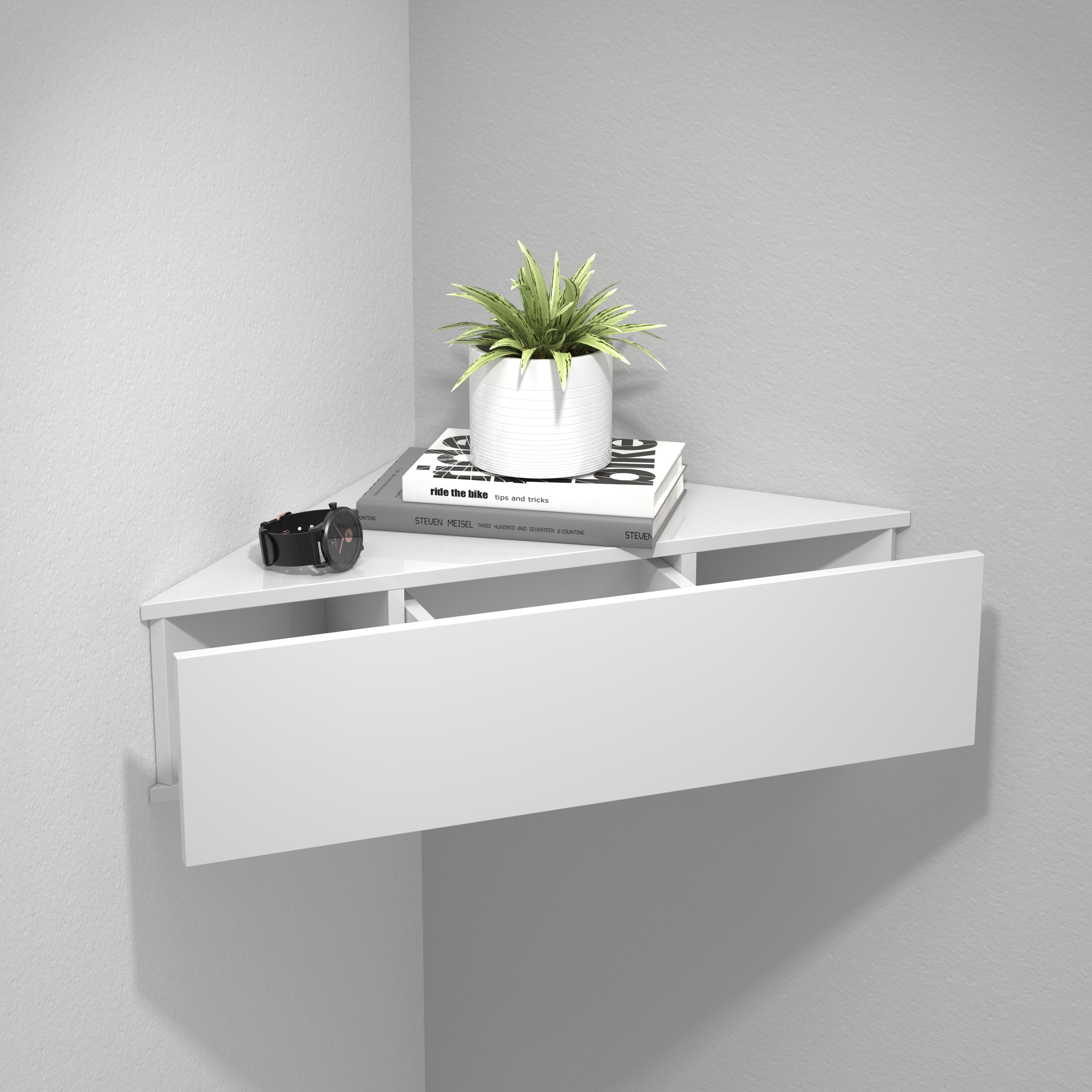 VCM Holz Wandschublade Nachtschrank Wandboard Eckregal Schublade Konsole Nachttisch Usal S