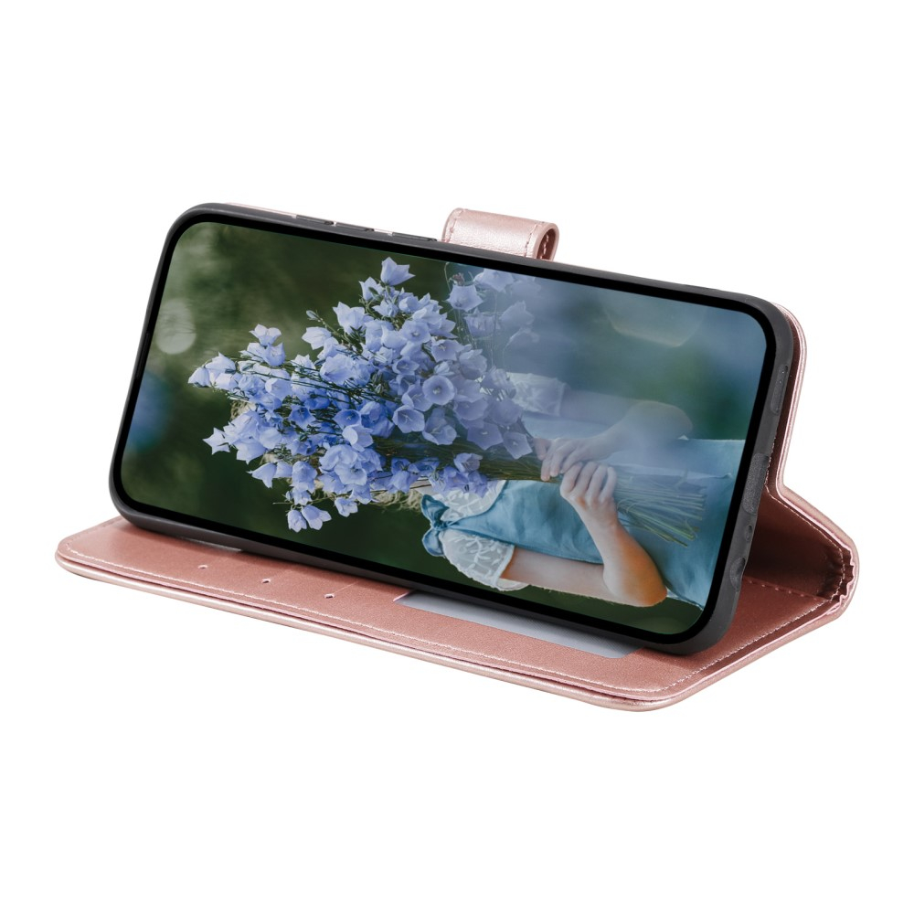Samsung Galaxy S25 Ultra Leder Tasche Wallet - Mandala Flowers Imprint - Roségold