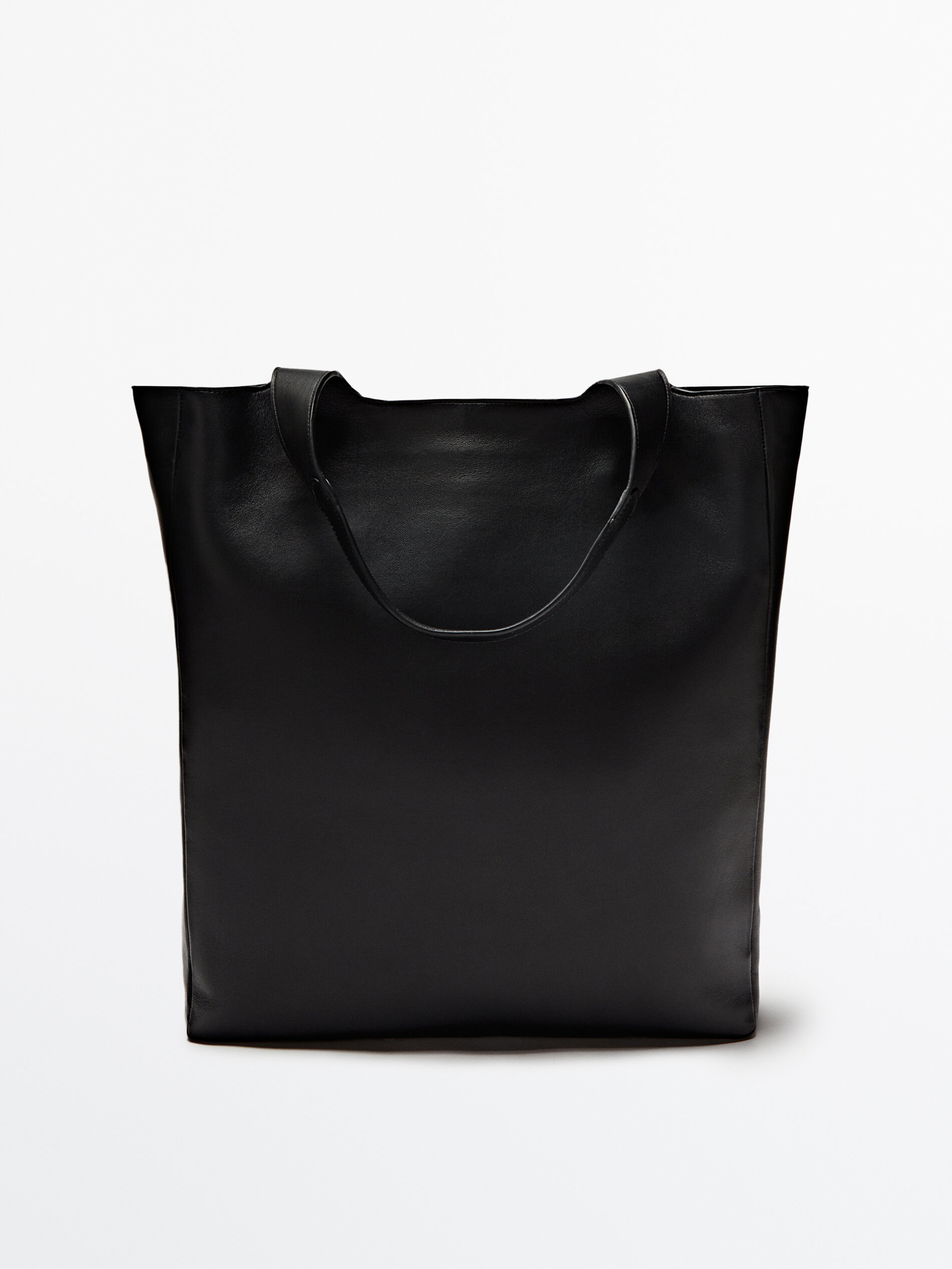 Bolsa tote de couro preta - PRETA