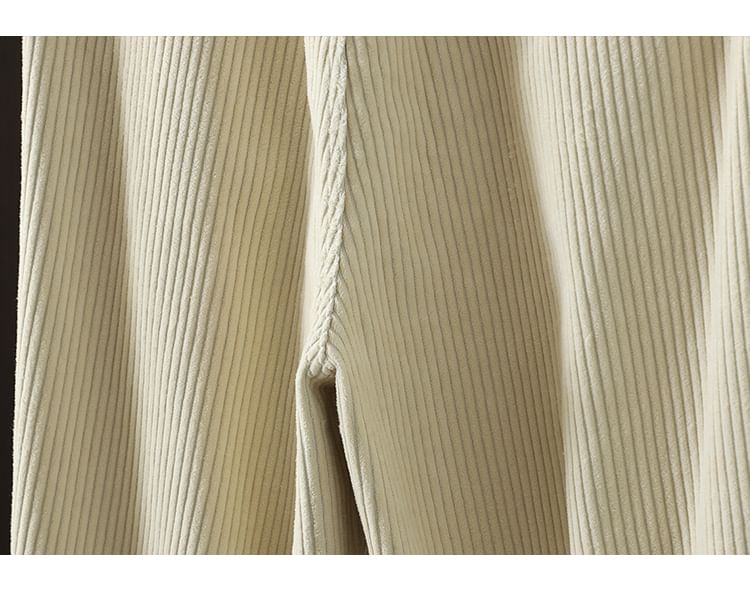 ZIMO - Effen corduroy broek met rechte pijpen en elastische taille, gevoerd met fleece