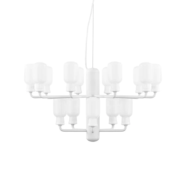 Normann Copenhagen  Amp lysekrone med 15 arme, hvid - H: 32,5 cm. Ø: 62,5 cm.