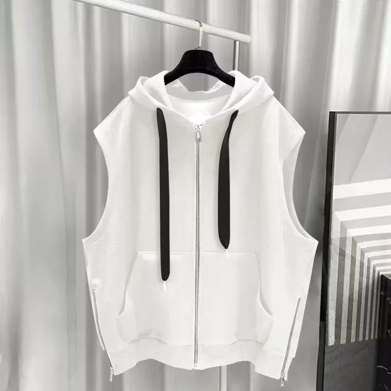Femilina - Effen vest met ritsdetail en capuchon