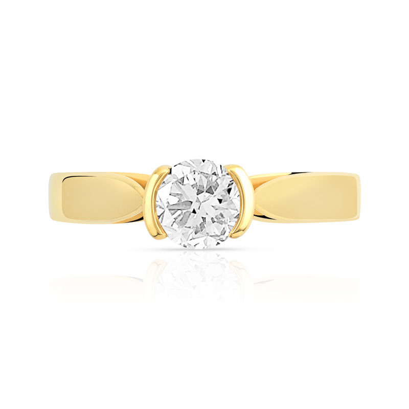 Solitaire or 750 jaune diamant 0,5 carat