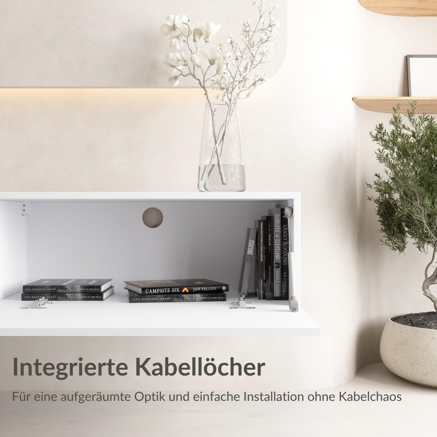 Planetmöbel West TV-Schrank, Fernsehtisch 280 cm lang, TV-Board hängend oder stehend, Fernsehschrank für Wohnzimmer, 2X TV Möbel 37,8 x 140 x 30 cm, weiß