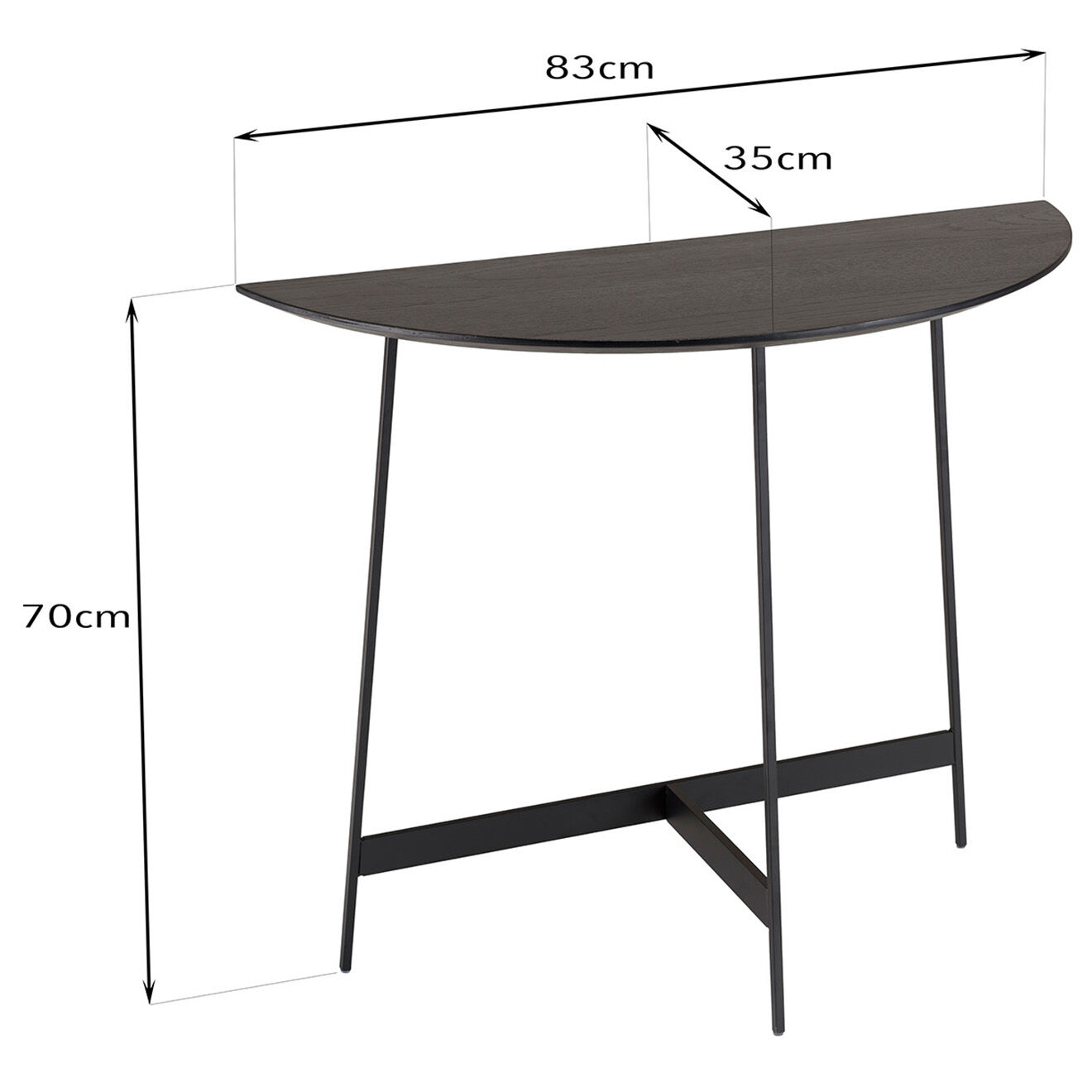 Macabane Console demi-lune Daly noire - 83x35 cm