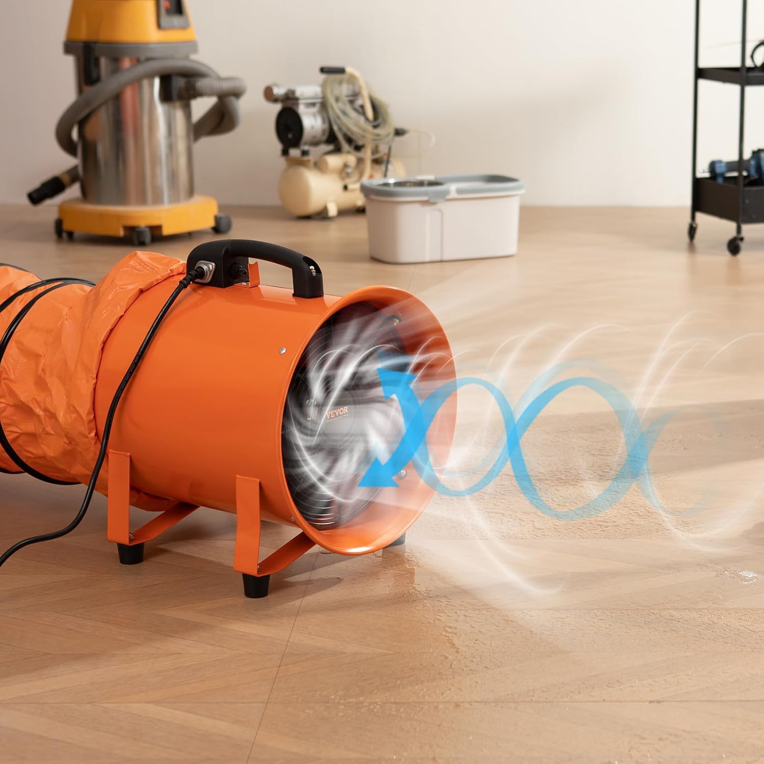 VEVOR Bauventilator 365-W-AC-Motor Baugebläse 2810 U/min Baulüfter Gebläse 1214 L/s (2574 CFM) Axiallüfter 10 m Schlauch Axialgebläse 79 dB Geräuschpegel Industrielüfter IP44