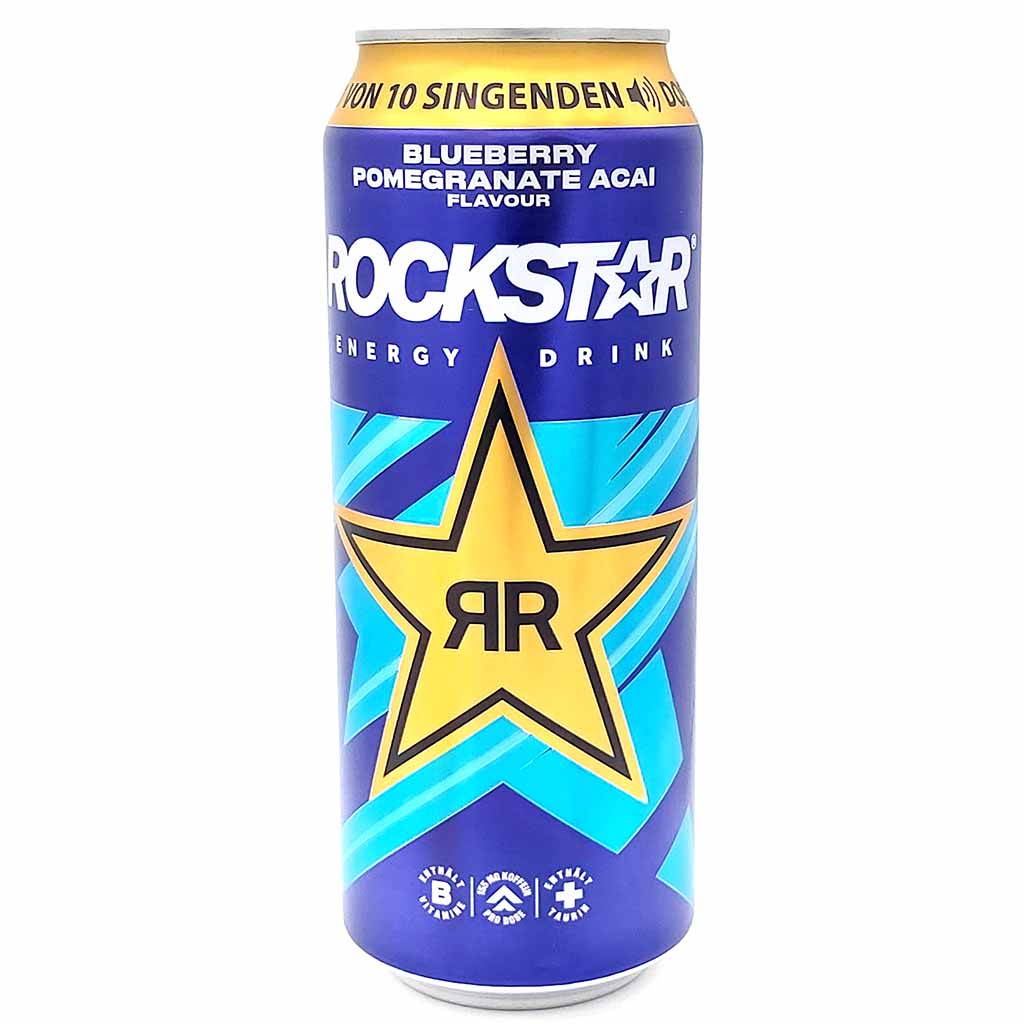 Rockstar Energy Drink Blueberry Pomegranate Acai Flavour Dosen 12x500ml=6L MHD MHD:13.9.25