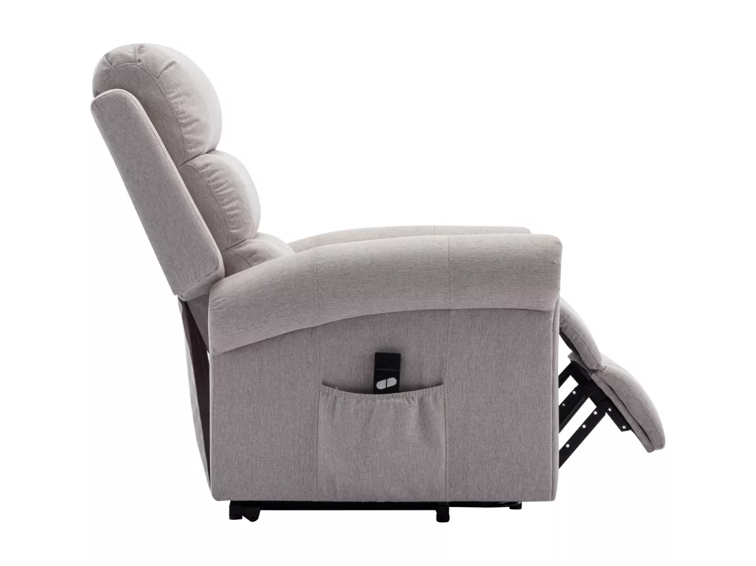 Fauteuil massant en tissu avec releveur électrique - Beige - LOVARI
