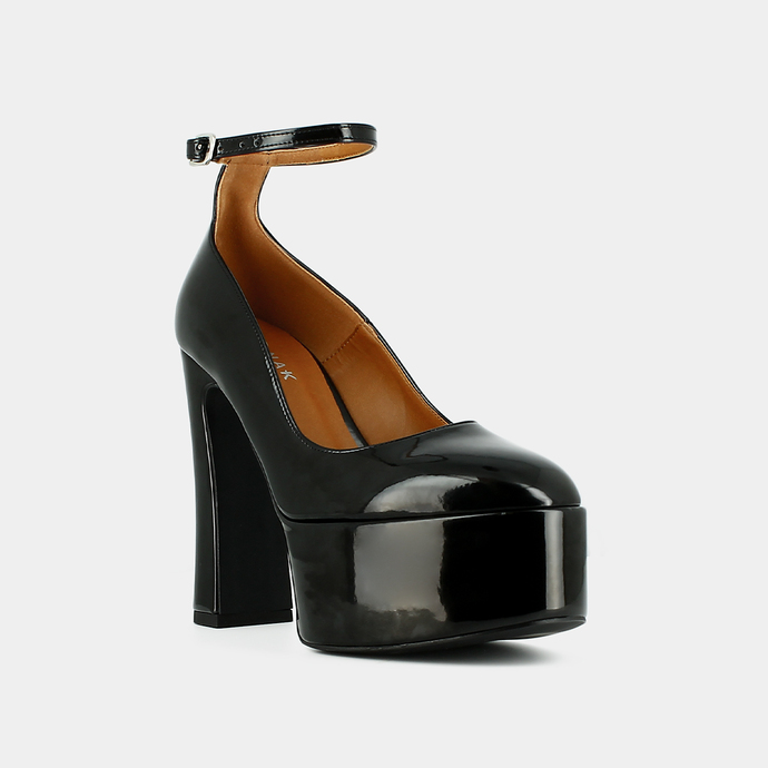 Babies à talons  en matière noir vegan