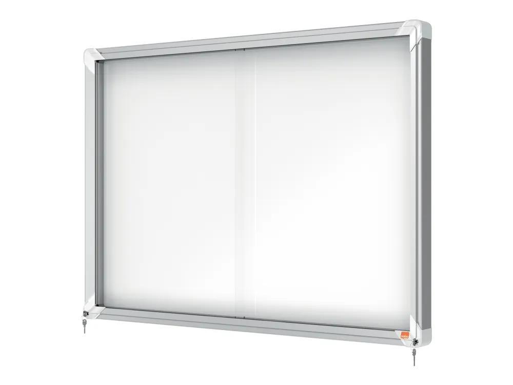 Nobo Premium Plus magnetisk låsbart opslagsskab med skydelåge 8xA4 Hvid