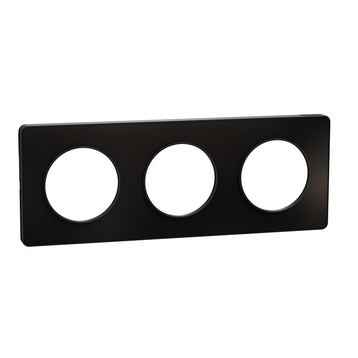 Plaque de finition triple Schneider Electric Odace Touch miroir liseré anthracite