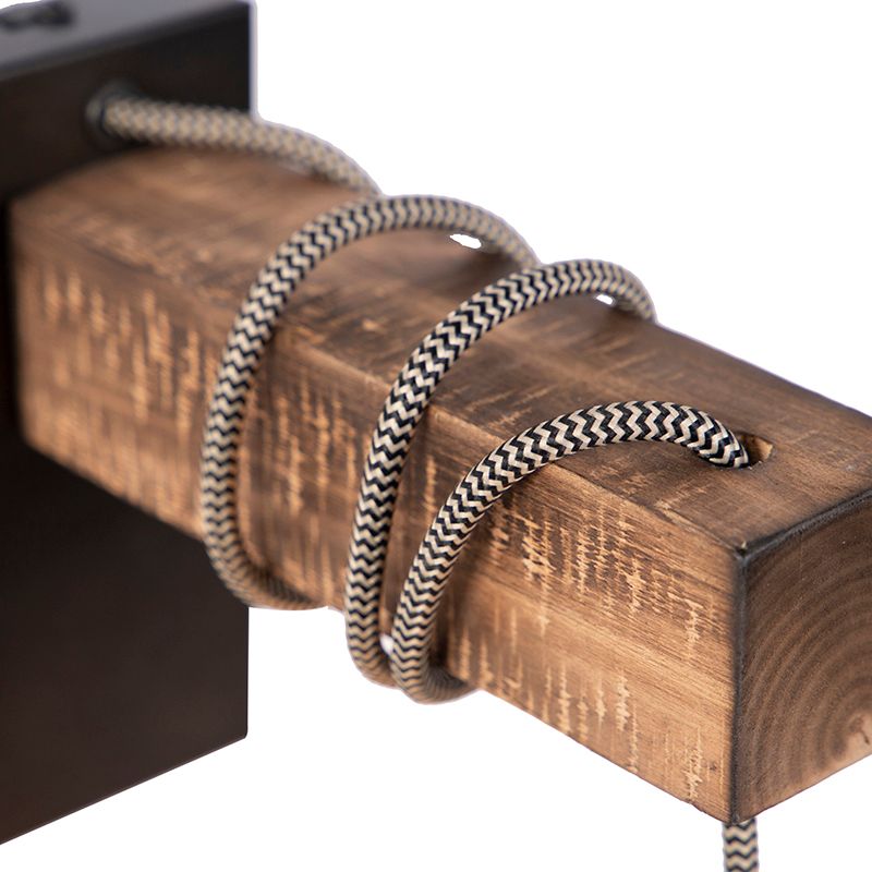 Smart industriële wandlamp zwart met hout incl. wifi G95 - Gallow