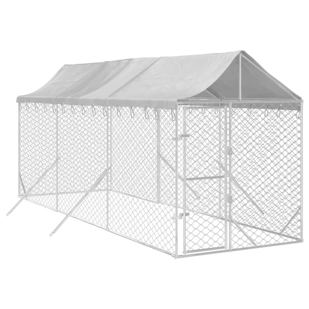 Chenil d'extérieur pour chiens avec toit argenté 2x6x2,5 m