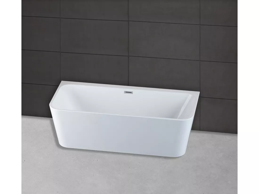 Baignoire semi-îlot Murale MINT Blanche 180, 180x81 cm, by Spalina