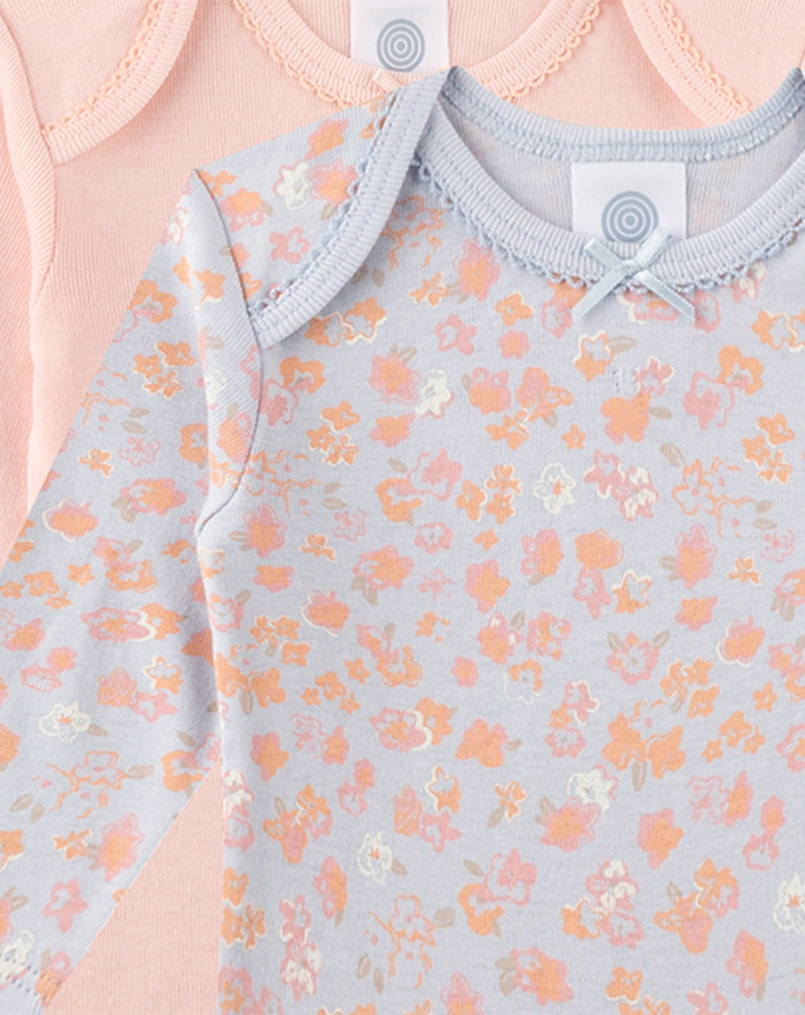 Langarm-Body FLOWERS 2er Pack in powder blue