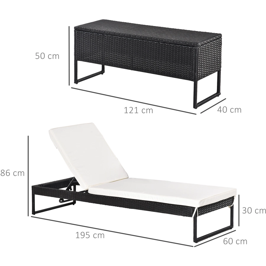 Outsunny Möbelsets mit Sitzkissen weiß, schwarz
