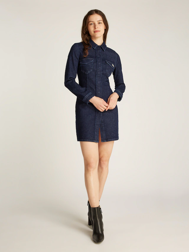 Calvin Klein Jeans Jeanskleid »DARTED LEAN SHIRT DENIM DRESS« Brusttaschen mit Logostickerei