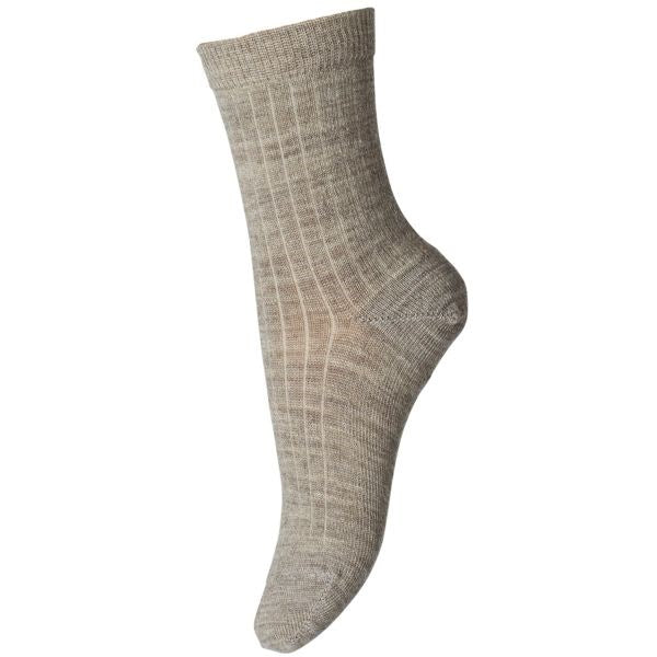 MP 718 Wool Socks Rib 202 Light Brown - Mp Danmark → Luksusbaby.dk