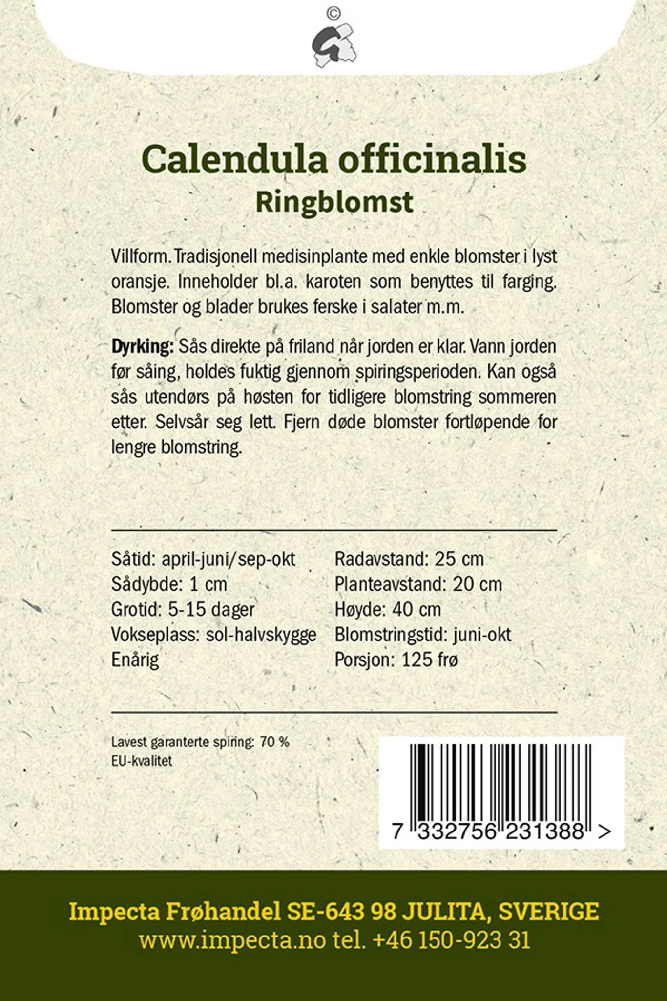 Calendula officinalis Ringblomst