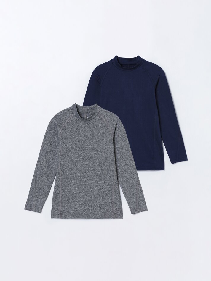 Conjunto de 2 camisetas térmicas de gola alta - Azul Marinho Escuro