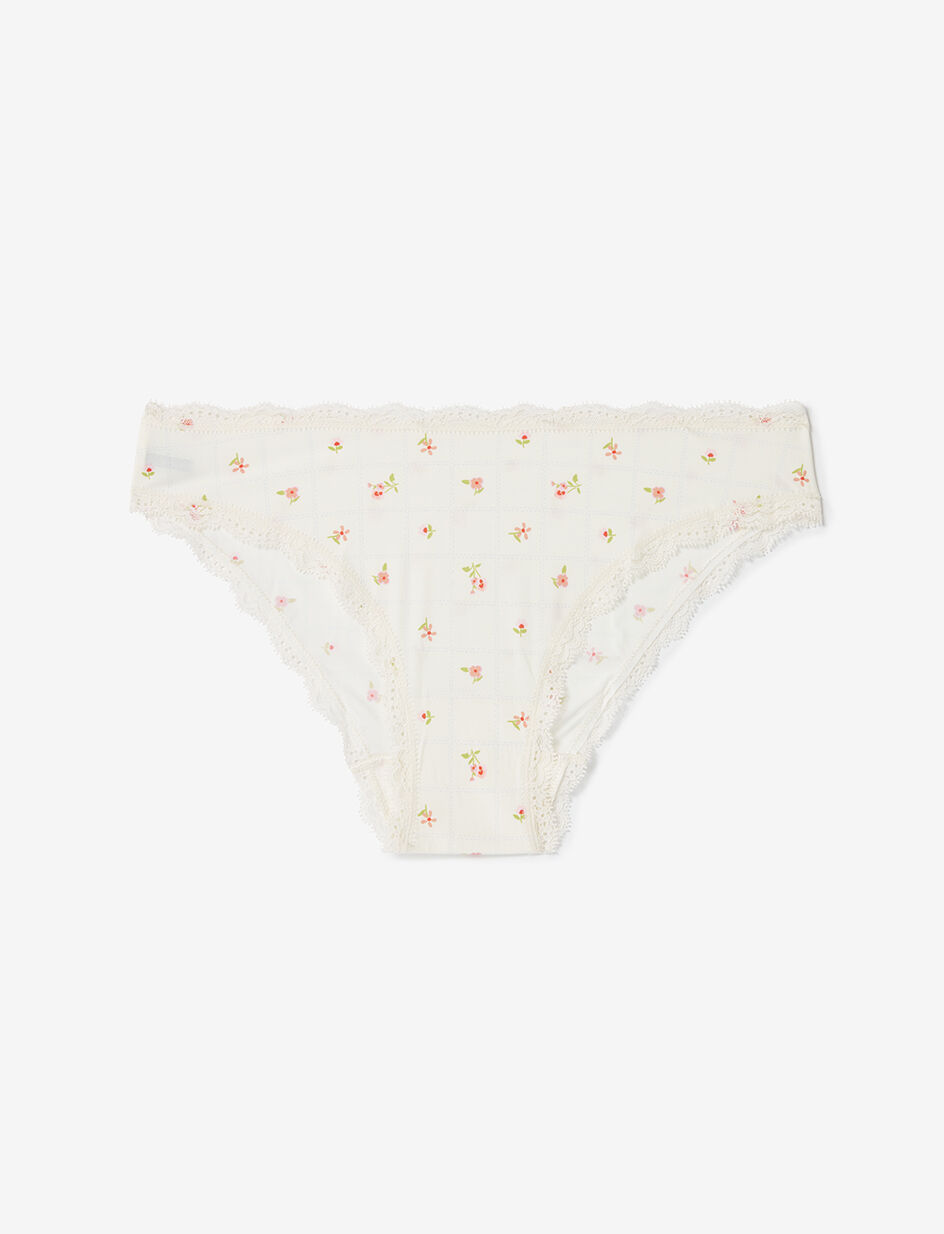 Culotte taille basse - fleur etoffe blanc coquille