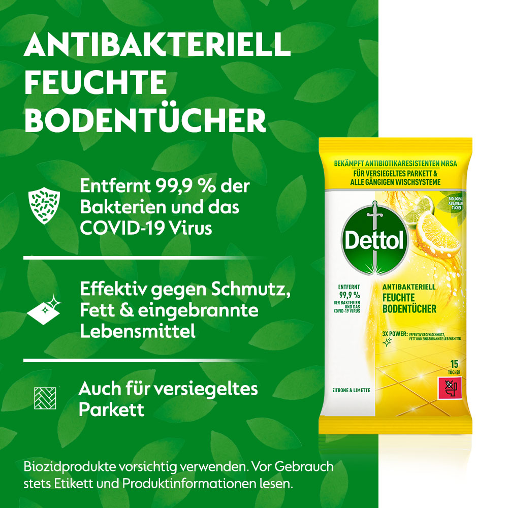 (1 Pack à 15 Stk.) Feuchte Boden Tücher Einweg Feuchttücher (3193947) - Zitrone & Limette