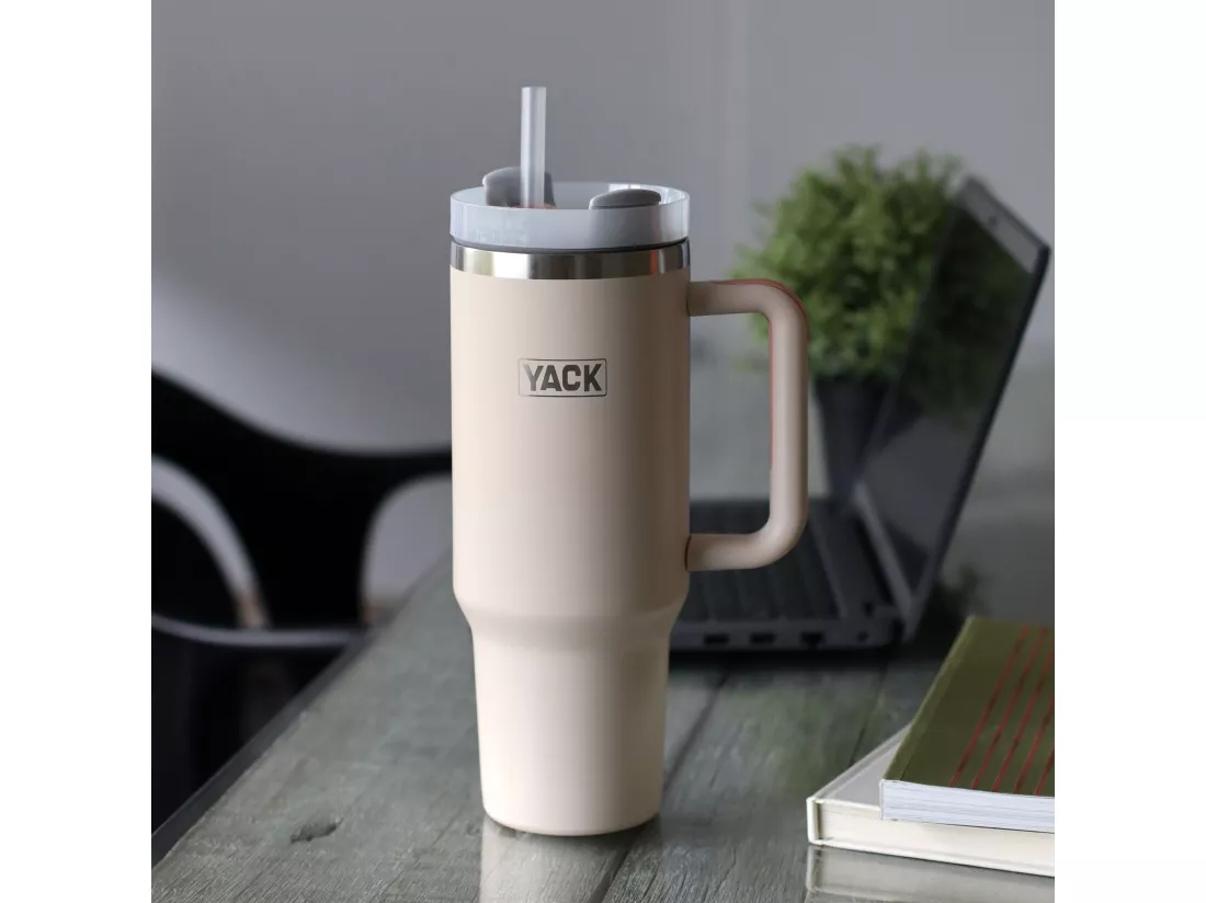 Yack - Gobelet Yack 1.2l En Acier Inoxydable Rose Poudre Couvercle+paille
