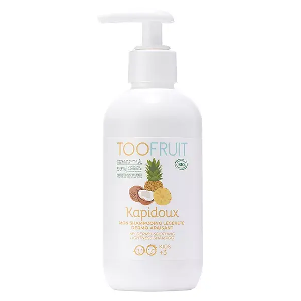 Shampoo Dermo-Suavizante Kapidoux para Cabelos Infantis Toofruit com Abacaxi e Coco Orgânicos 200ml
