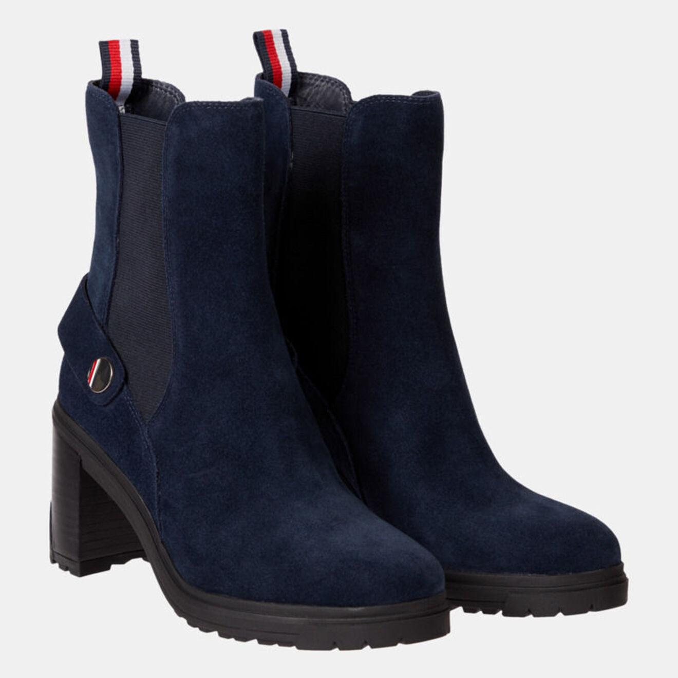 Tommy Hilfiger Chelsea boots en Velours de Cuir Bijoux bleu marine - Talon 8 cm