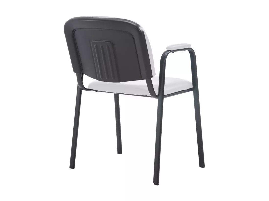 Chaise de conférence - Similicuir & Métal noir mat - Blanc - Ken Pro